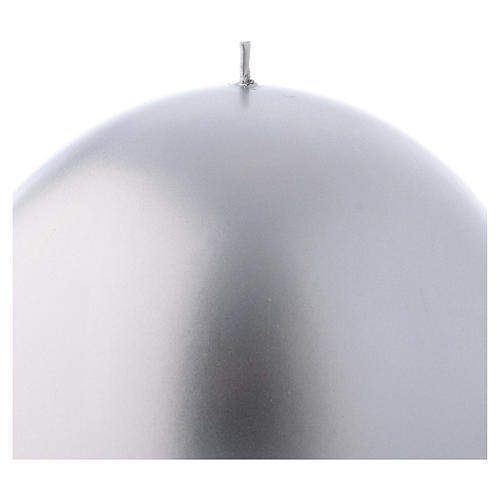 Candela di Natale sfera colore argento Ceralacca d. 15 cm 2