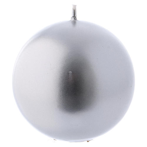 Świeca bożonarodzeniowa kula srebrna Ceralacca śr. 8 cm 1