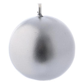 Candela di Natale sfera Ceralacca argento d. 5 cm