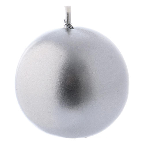 Świeca bożonarodzeniowa kula Ceralacca srebrna śr. 5 cm 1