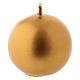 Christmas candle in wax, golden diam. 5 cm s1