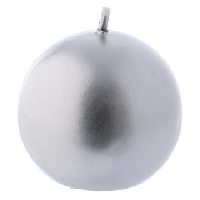 Ball Christmas Candle, Ceralacca, in silver d. 6 cm