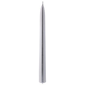 Cone-shaped Christmas candle in silver-colour metal 25 cm