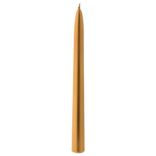 Cone-shaped Christmas candle in gold-colour metal 25 cm 1