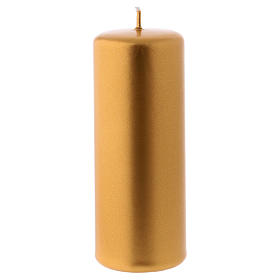 Christmas candle in gold-colour metal 5x13 cm