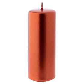 Christmas Cylinder Candle, Ceralacca, 5x13 cm in copper