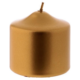 Christmas candle in gold-colour metal 8x8 cm