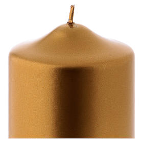 Christmas candle in gold-colour metal 8x8 cm