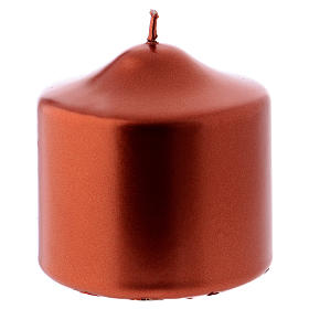 Christmas candle in copper-colour metal 8x8 cm