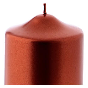 Christmas candle in copper-colour metal 8x8 cm