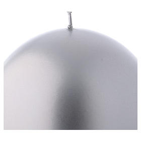 Candela Natalizia sfera Ceralacca metallo d. 12 cm argento