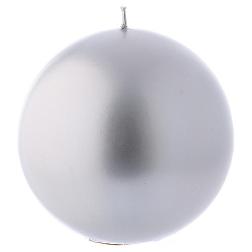 Candela Natalizia sfera Ceralacca metallo d. 12 cm argento 1