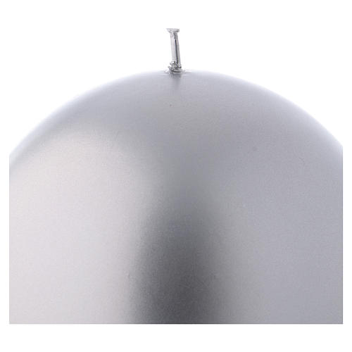 Christmas Ball Candle in metallic silver, Cerallacca 12 cm diameter 2