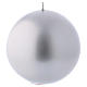 Christmas Ball Candle in metallic silver, Cerallacca 12 cm diameter s1