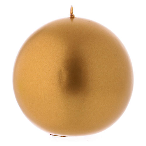 Weihnachtskerze in Kugelform mit goldfarbenen Siegellack überzogen 10 cm 1