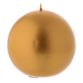 Round Christmas candle in wax, metallic effect golden diam. 10 cm