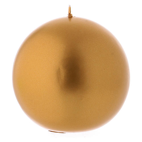 Round Christmas candle in wax, metallic effect golden diam. 10 cm 1