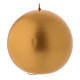Round Christmas candle in wax, metallic effect golden diam. 10 cm s1