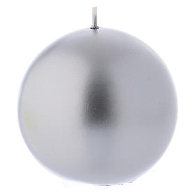 Silver Christmas Sphere Candle, Ceralacca d. 10 cm