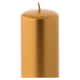 Christmas candle in wax, metallic effect golden 20x6 cm