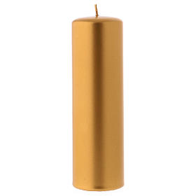Christmas metallic pillar candle, Ceralacca, 20x8 cm gold