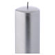 Christmas metallic pillar candle, Ceralacca, 20x8 cm silver s2