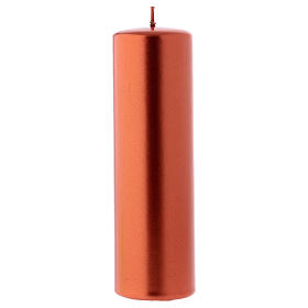 Christmas candle in wax, metallic effect copper 20x6 cm