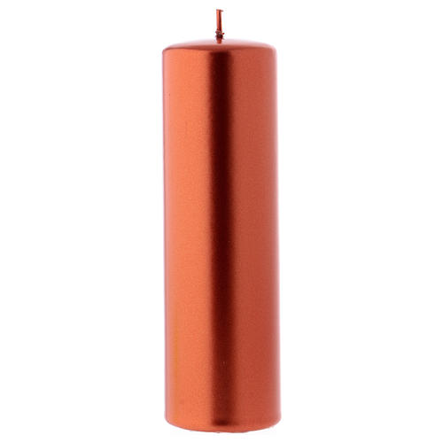 Christmas candle in wax, metallic effect copper 20x6 cm 1