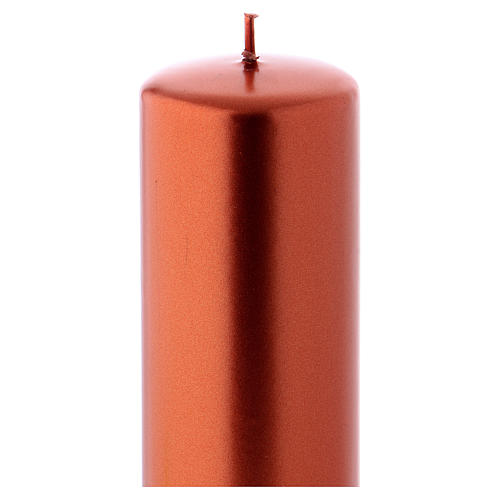 Christmas candle in wax, metallic effect copper 20x6 cm 2