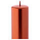 Christmas candle in wax, metallic effect copper 20x6 cm s2