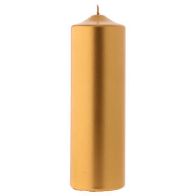 Christmas candle in wax, metallic effect golden 24x8 cm