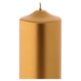 Christmas candle in wax, metallic effect golden 24x8 cm