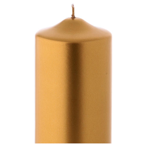Bougie de Noël couleur métallique Ceralacca 24x8 cm dorée 2