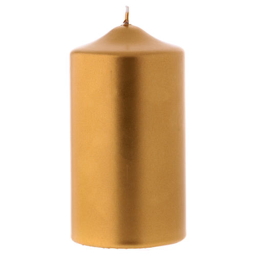 Weihanchtskerze mit goldfarbenen Siegellack überzogen Metalleffekt 15x8 cm 1