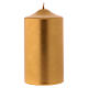 Christmas candle in wax, metallic effect golden 15x8 cm s1