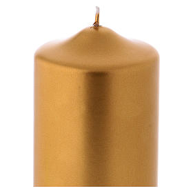Christmas pillar candle in metallic gold, Ceralacca 15x8 cm