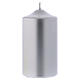 Christmas pillar candle in metallic silver, Ceralacca 15x8 cm s1