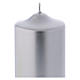 Christmas pillar candle in metallic silver, Ceralacca 15x8 cm s2