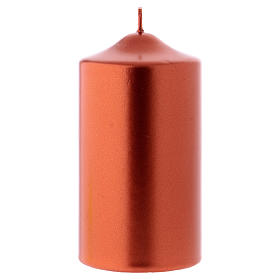 Christmas candle in wax, metallic effect copper 15x8 cm