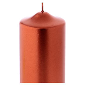 Christmas candle in wax, metallic effect copper 15x8 cm