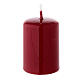 Shiny dark red Christmas pillar candle 60x40 mm s1