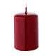 Shiny dark red Christmas pillar candle 60x40 mm s2