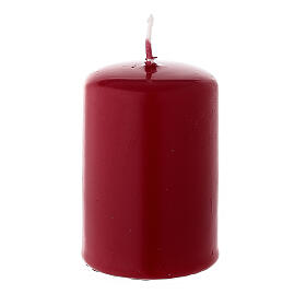 Matte dark red Christmas pillar candle 60x40 mm