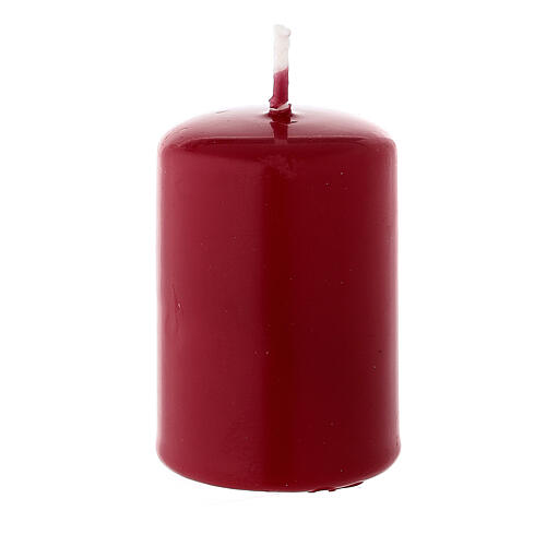 Christmas pillar candle in matte dark red 60x40 mm 1