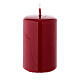 Shiny dark red Christmas pillar candle 80x50 mm s2
