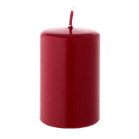 Matte dark red Christmas pillar candle 80x50 mm