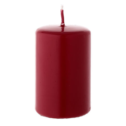 Matte dark red Christmas pillar candle 80x50 mm 1