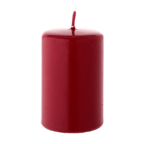 Matte dark red Christmas pillar candle 80x50 mm 2