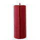Shiny burgundy Christmas pillar candle 130x50 mm s1