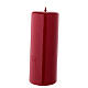 Shiny burgundy Christmas pillar candle 130x50 mm s2